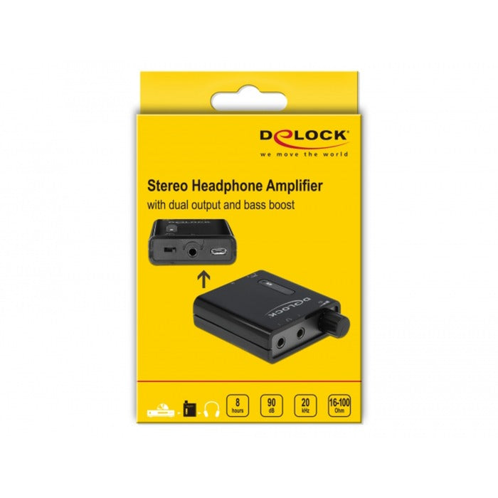 Delock portable stereo hoofdtelefoon versterker (zwart)