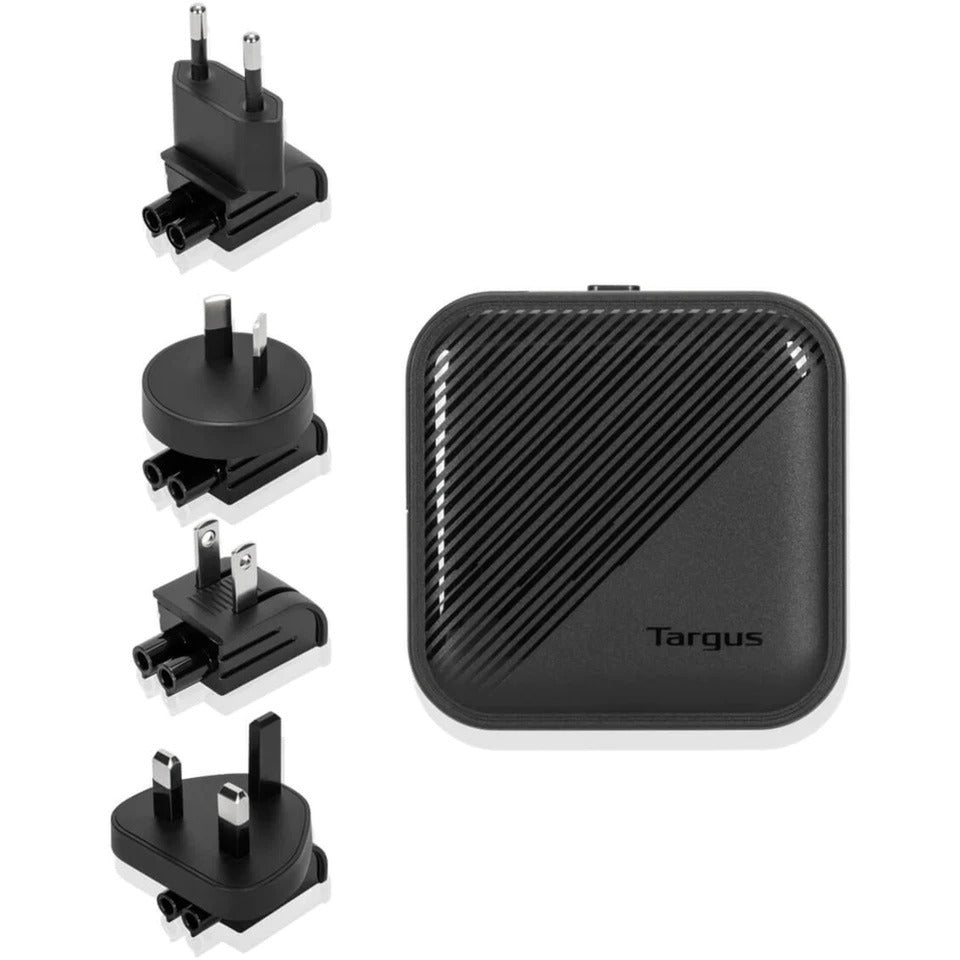 Targus 65w gan wall charger (zwart, 1x usb-c, 1x usb-a)