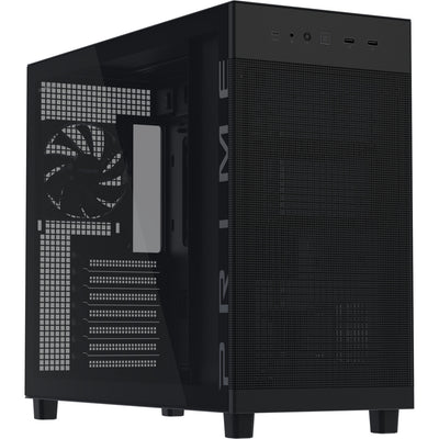 Asus prime ap303 - tempered glass panel midi tower behuizing (zwart | 2x usb-a | 1x usb-c | tempered glass)