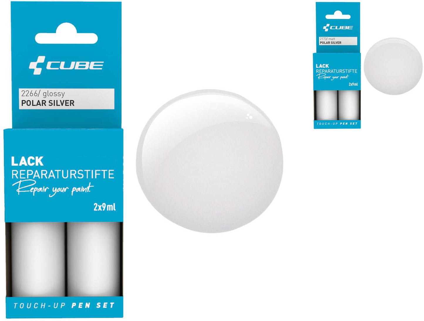 Cube touch-up pen set polar silver