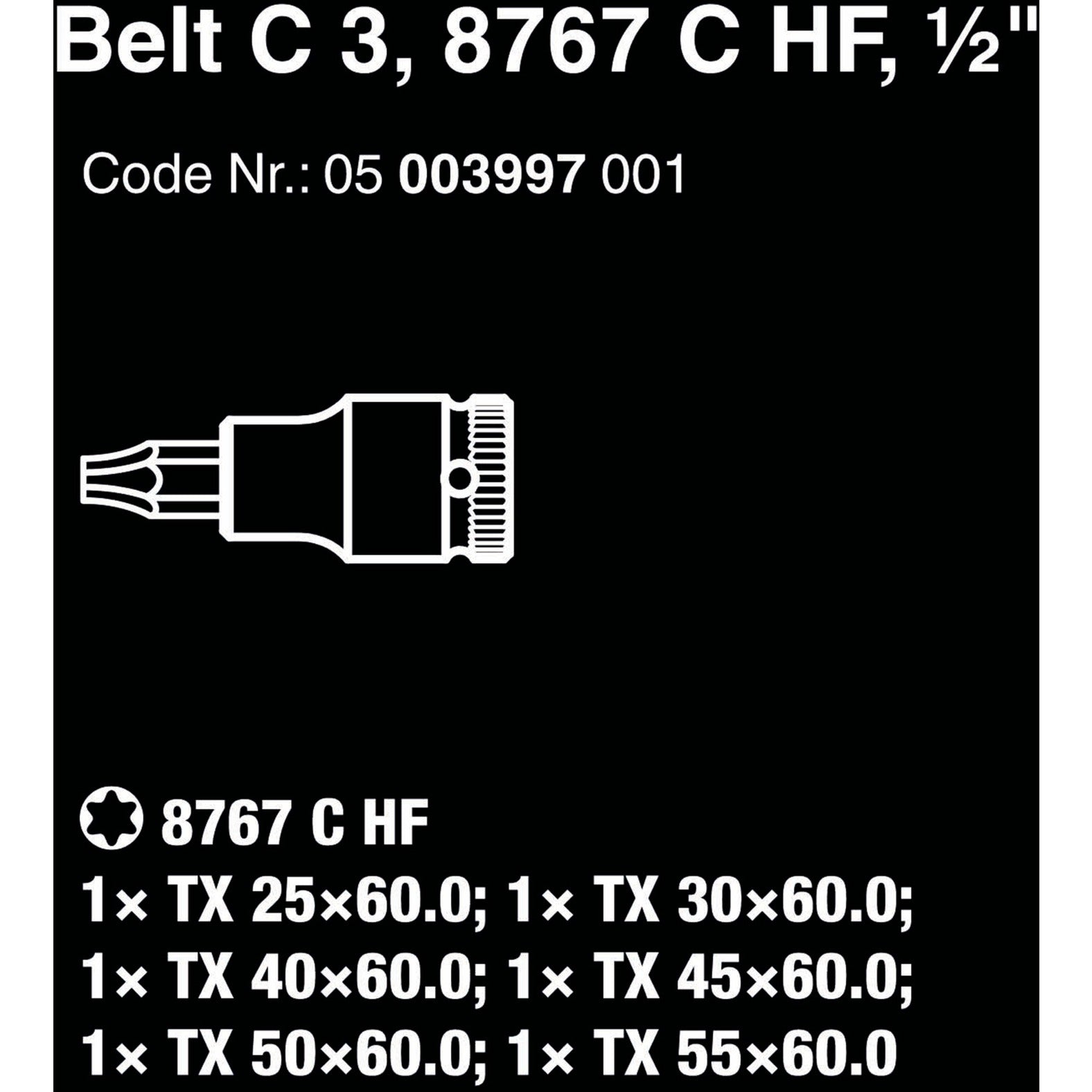 Wera belt c 3 zyklop doppenset, 1 2 dopsleutel (zwart, 6-delig, met vasthoudfunctie)