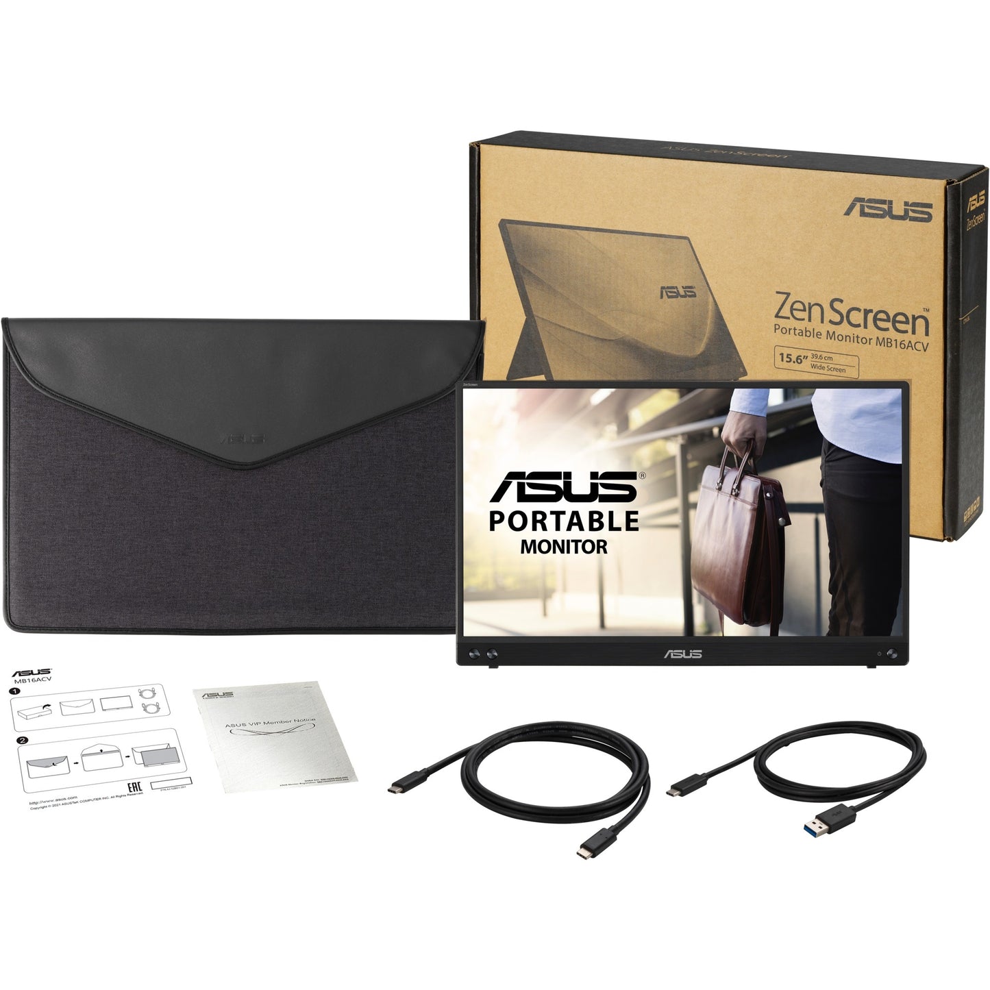 Asus zenscreen mb16acv 16 monitor (zwart, usb-c)