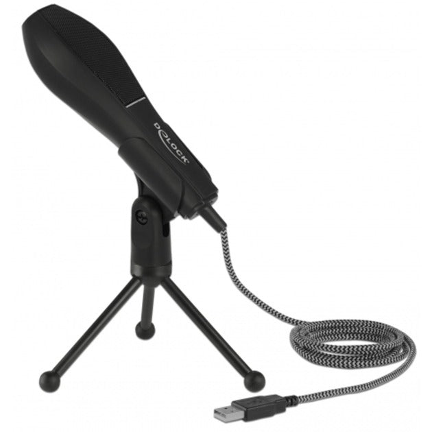 Delock usb condenser microfoon (zwart, met tafel standaard)