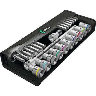Wera 8100 sc 8 zyklop metal-ratelset omschakelbaar, 1 2 aandrijving gereedschapsset (28-delig)