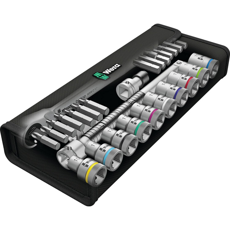 Wera 8100 sc 8 zyklop metal-ratelset omschakelbaar, 1 2 aandrijving gereedschapsset (28-delig)