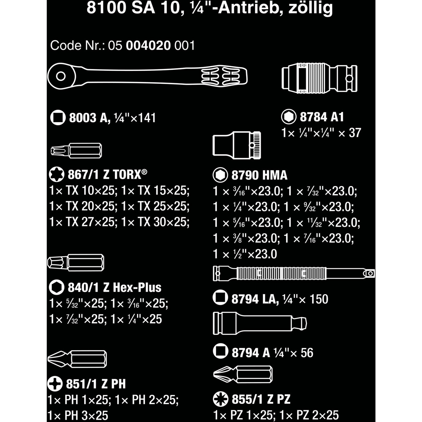 Wera 8100 sa 10 zyklop ratelset 1 4