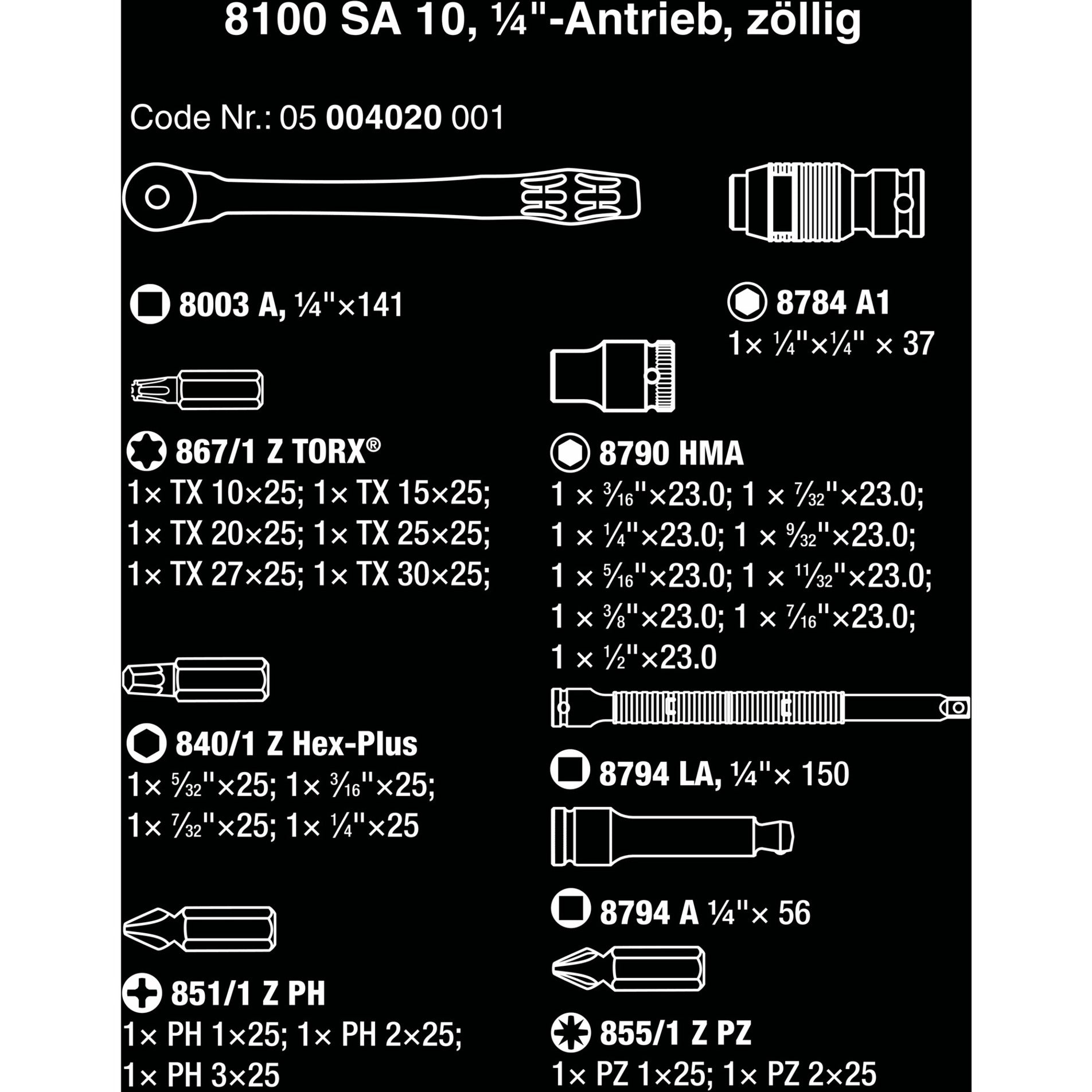 Wera 8100 sa 10 zyklop metalen ratelset, 1 4 gereedschapsset (zwart groen, 28-delige, volledig metalen ratel met vierkantaandrijving)