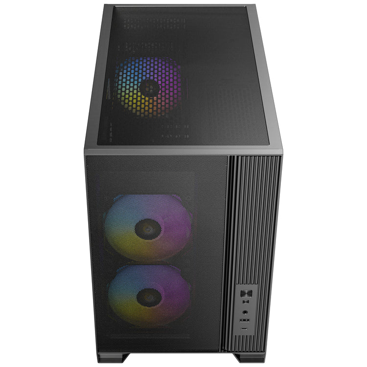 Antec flux m mini tower behuizing (zwart | 1x usb-a | 1x usb-c | tempered glass)
