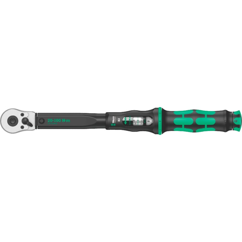 Wera click-torque b 2 draaimomentsleutel met omschakelratel, 20-100 nm (zwart groen)