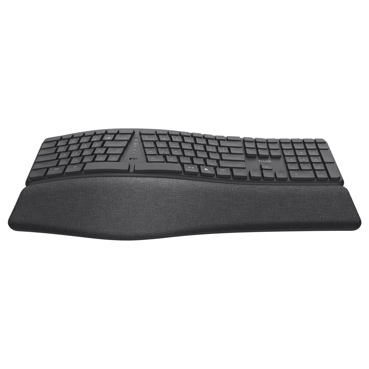 Trust keyra ergonomisch draadloos toetsenbord (zwart, us lay-out (qwerty), 100%, 2.4 ghz usb | bluetooth)