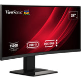 Viewsonic uwqhd curved docking monitor met kvm-switch vg3419c 34 ultrawide (zwart (mat), 1x displayport, 1x hdmi, 1x usb-c, 3x usb-a, 1x rj-45, 120 hz, 1x hdmi, 1x displayport, usb-a, usb-b, usb-c, lan, audio) - afbeelding 1