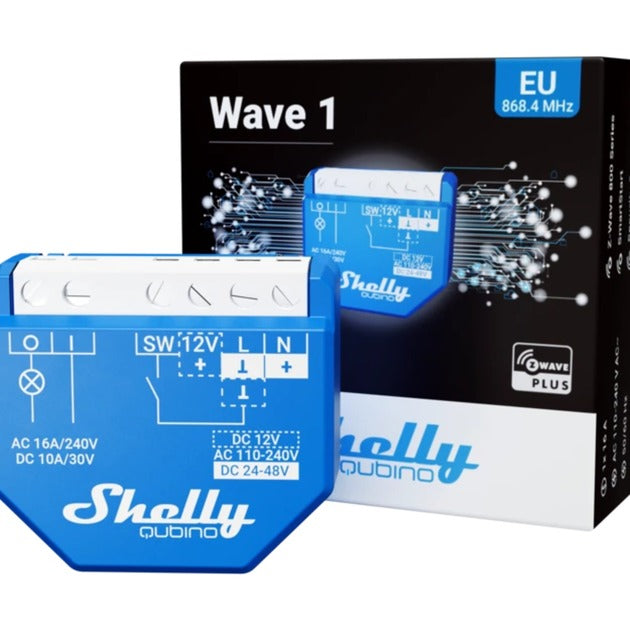 Shelly qubino wave 1 relais (blauw, 1-kanaals, z-wave)