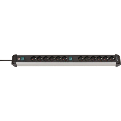 Brennenstuhl premium-alu-line stekkerdoos 12-voudig 3 m h05vv-f 3g1,5 2x 6-voudig schakelbare contactdozen