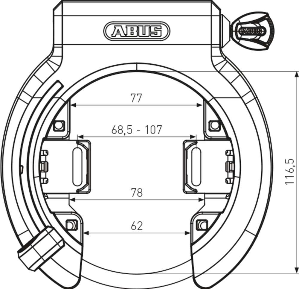 Abus Frame ringslot 6950M R XPlus. Security Level 9. Met grote wiel opening
