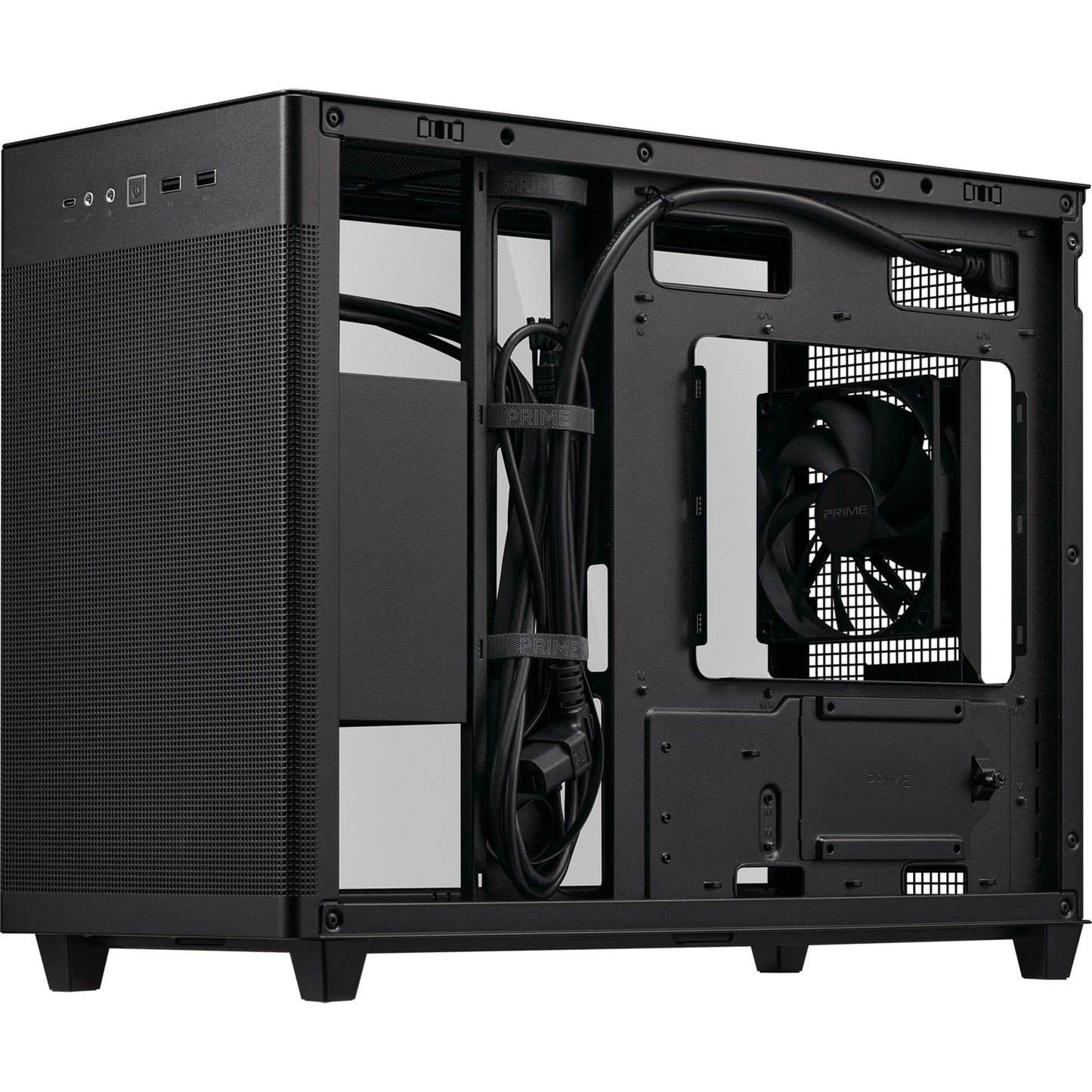 Asus prime ap201 mini tower behuizing (zwart | 2x usb-a | 1x usb-c)