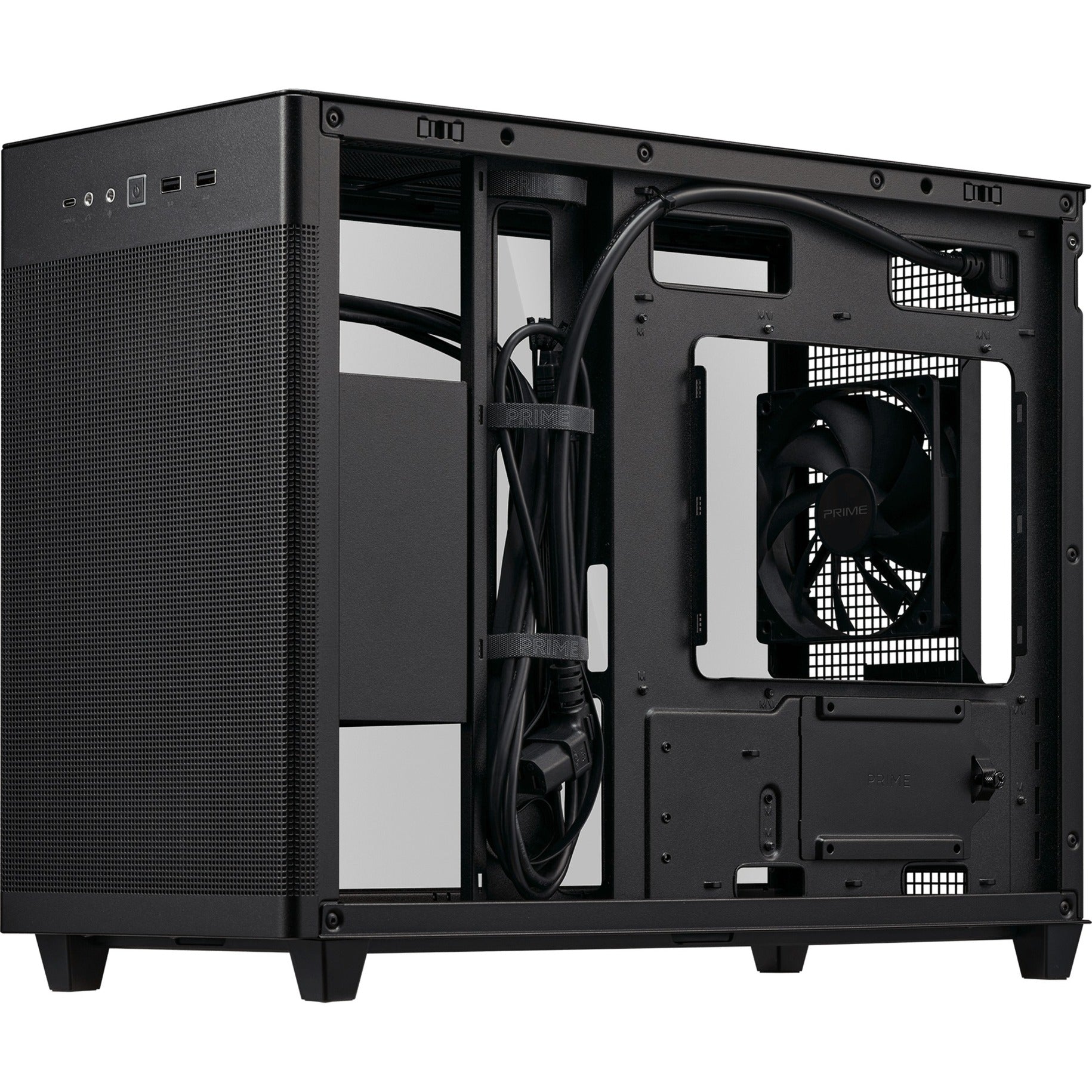 Asus prime ap201 mini tower behuizing (zwart | 2x usb-a | 1x usb-c)