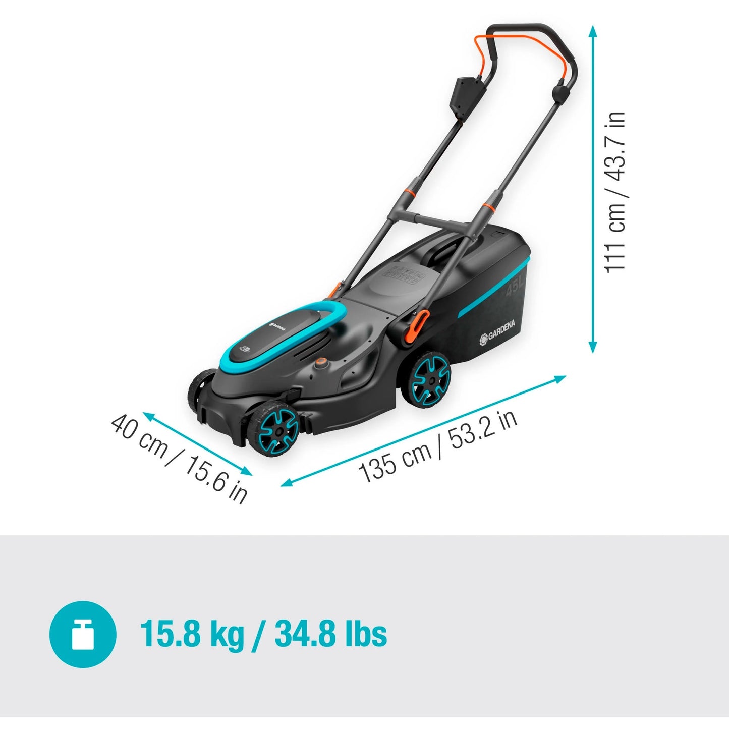 Gardena powermax 37 36v p4a ready-to-use - accu grasmaaier - 37 cm - incl. 2 accu?s