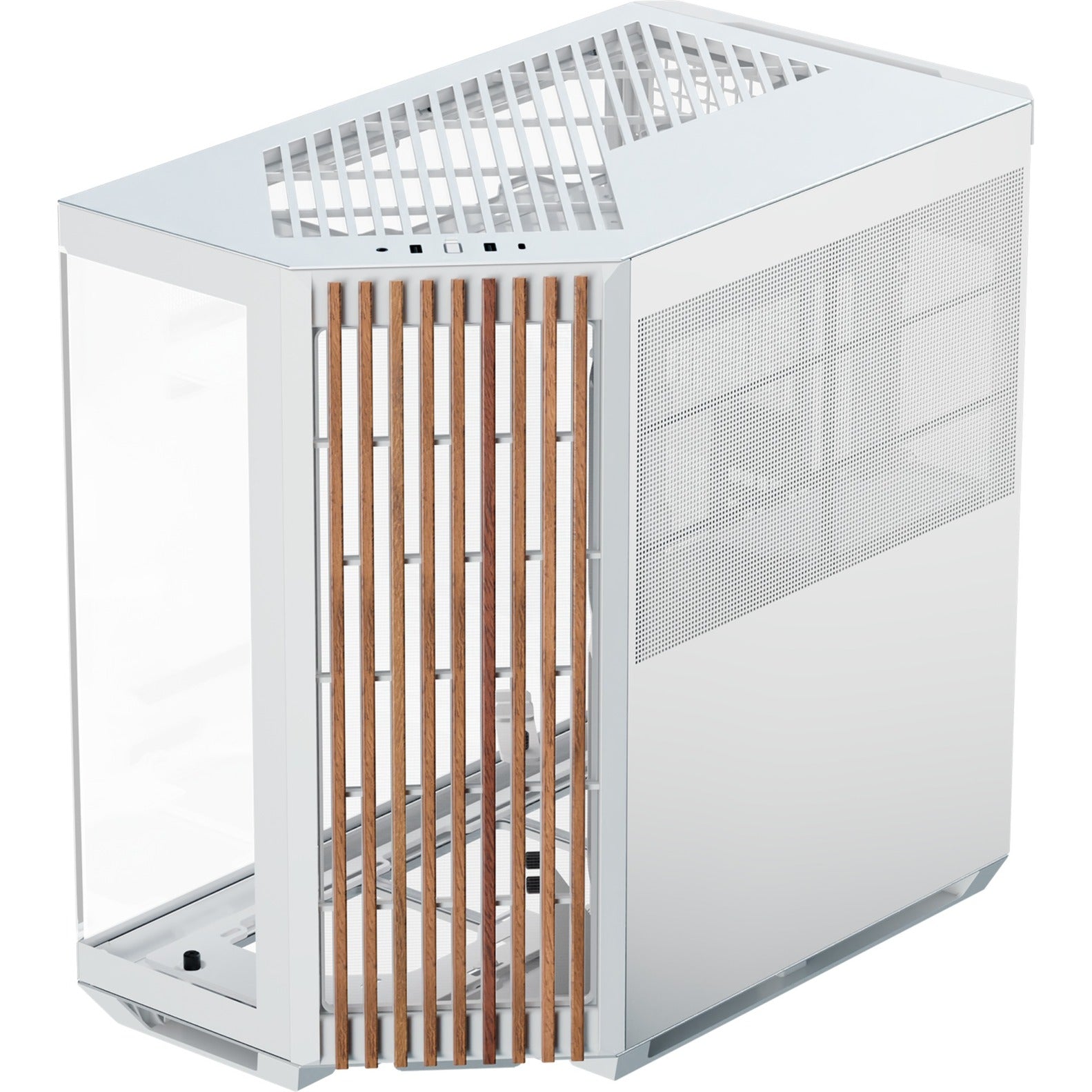 Apnx v1-w-wt-v1 midi tower behuizing (wit houtkleur | 2x usb-a | 1x usb-c | window)