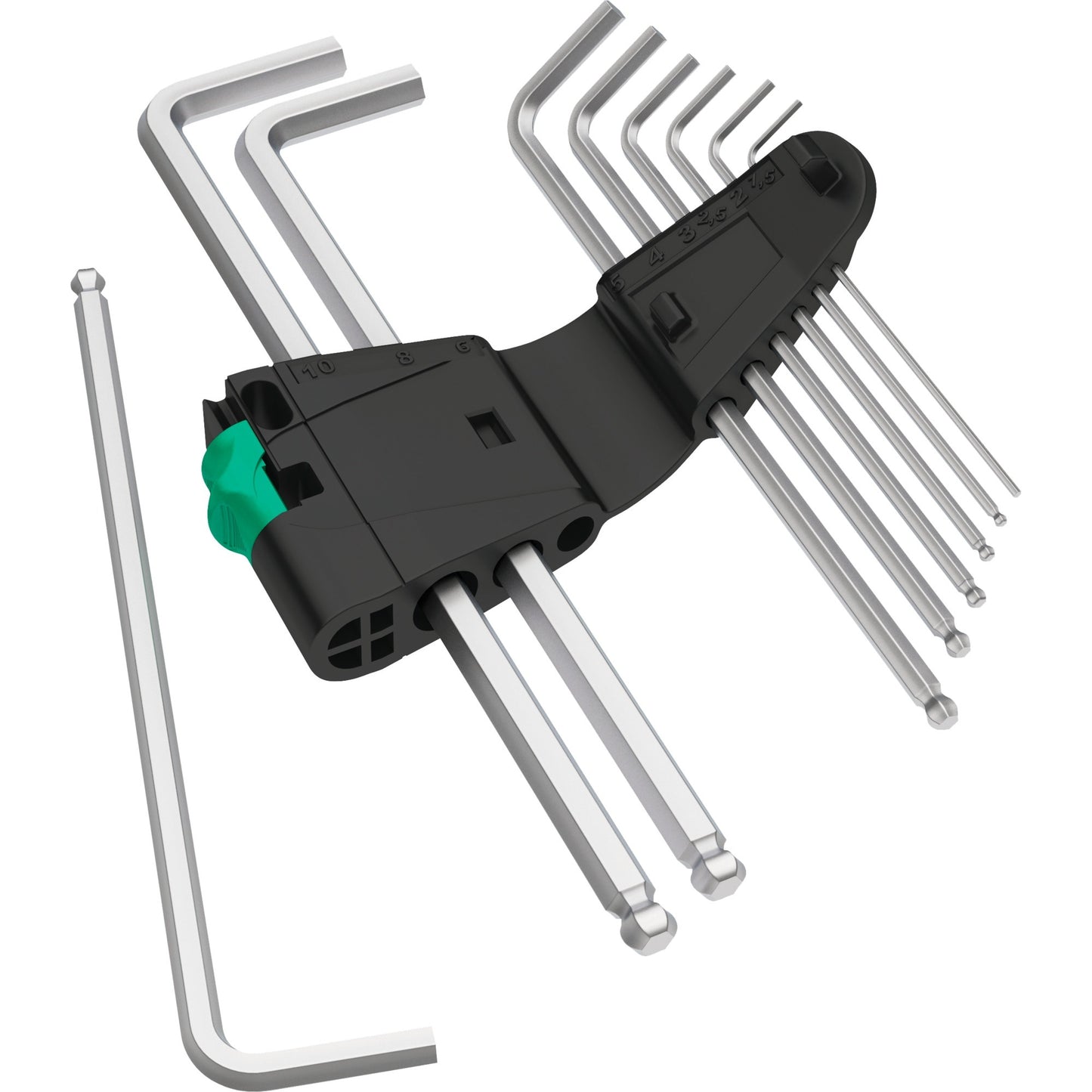 Wera 950 9 hex-plus 1 sb stiftsleutelset, metrisch, verchroomd (9-delig)