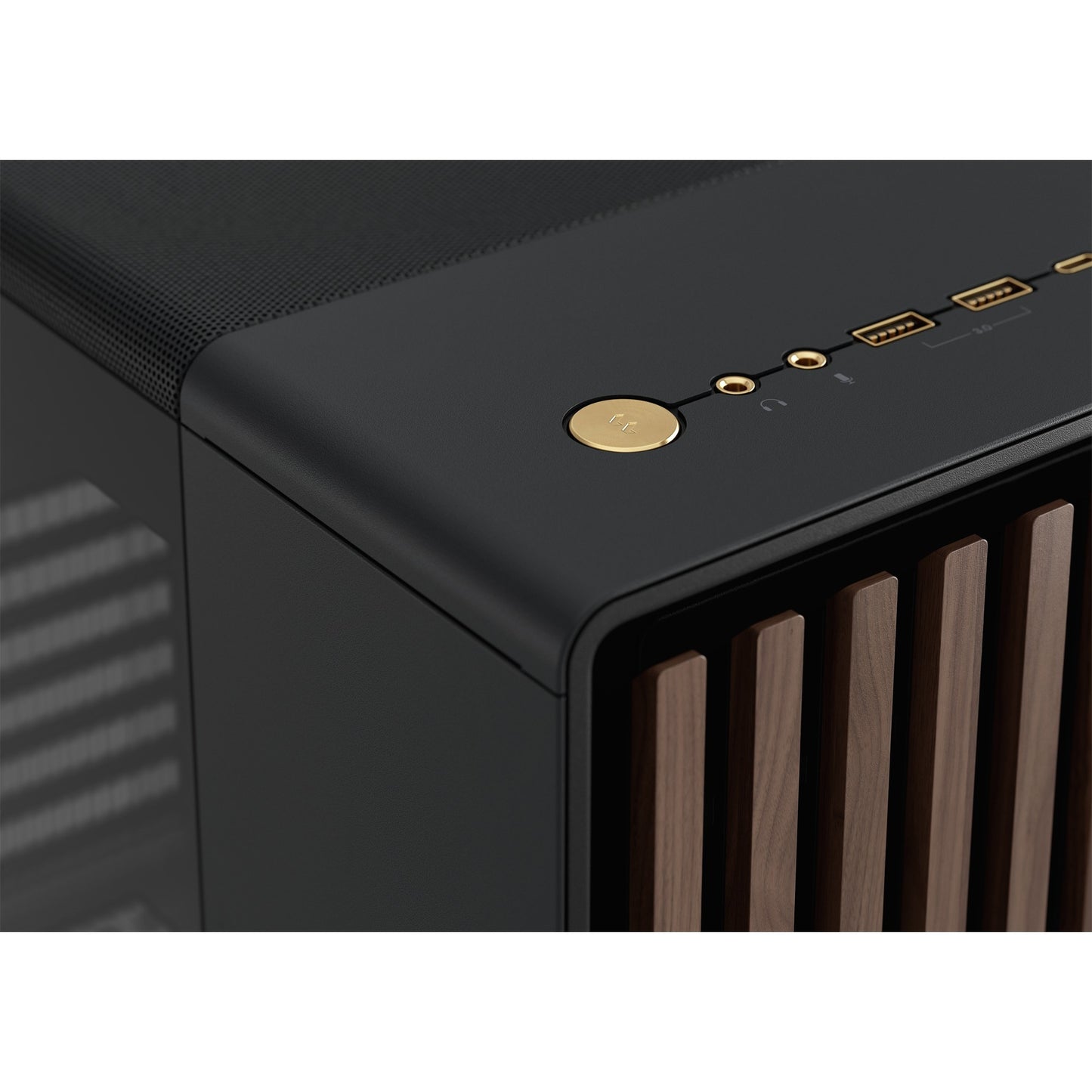 Fractal design north midi tower behuizing (zwart houtkleur | 2x usb-a | 1x usb-c | tempered glass)