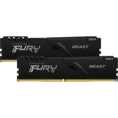 Kingston fury beast 32 gb ddr4-3200 (2x 16 gb) werkgeheugen (zwart, kf432c16bbk2 32, xmp 2.0)