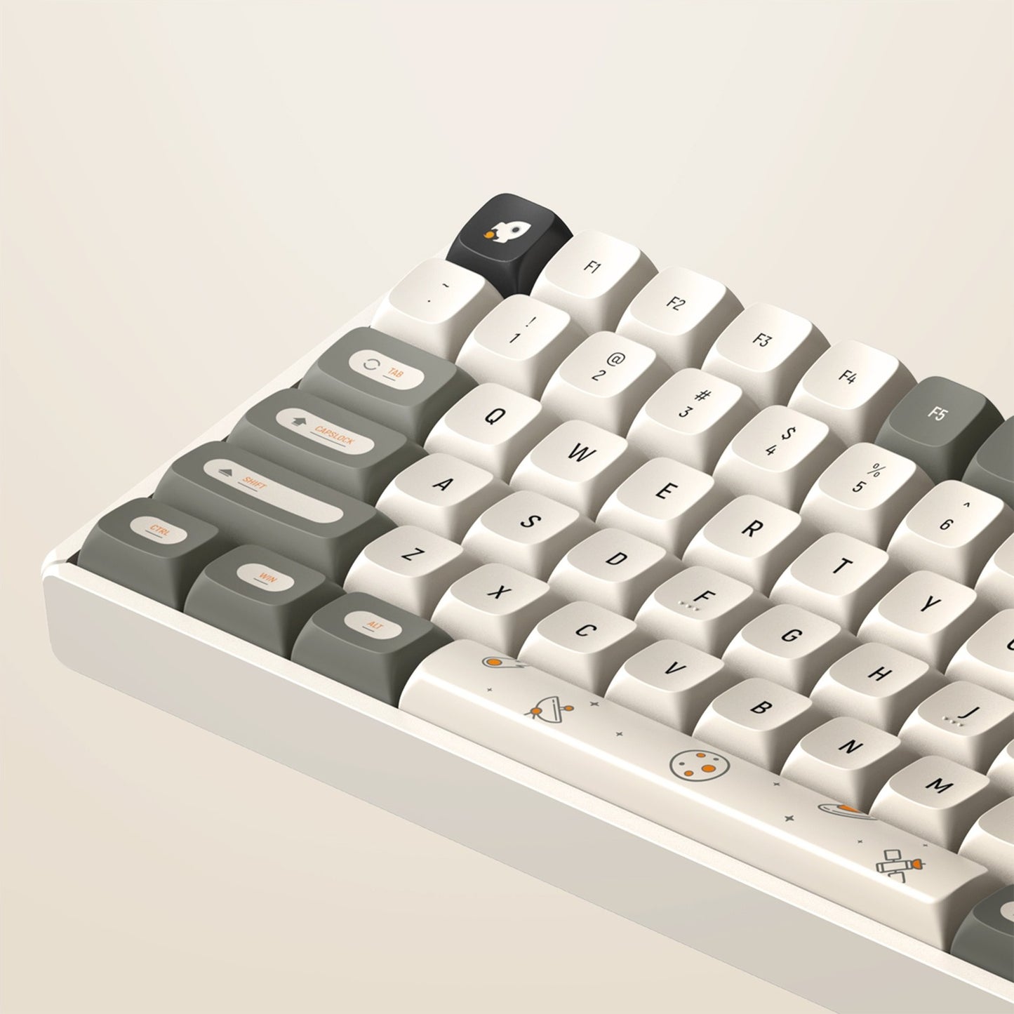 Iqunix f97 hitchhiker wireless mechanical keyboard (grijs, us lay-out (qwerty), cherry mx brown, 96%, rgb leds, hot-swappable, pbt, 2.4ghz | bluetooth 5.1 | usb-c)