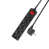 Act connectivity stekkerdoos met lichtgevende schakelaar, 4 sockets, 2 m, zwart stekkerdoos (zwart)