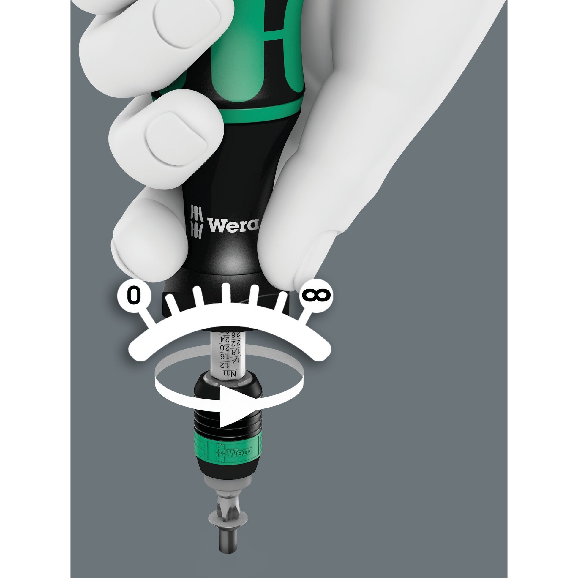 Wera 7441 kraftform instelbare momentschroevendraaier met rapidaptor snelwisselhouder, 1 4 duim, 1,2 - 3,0 nm - 1 stuk(s) - 05074701001