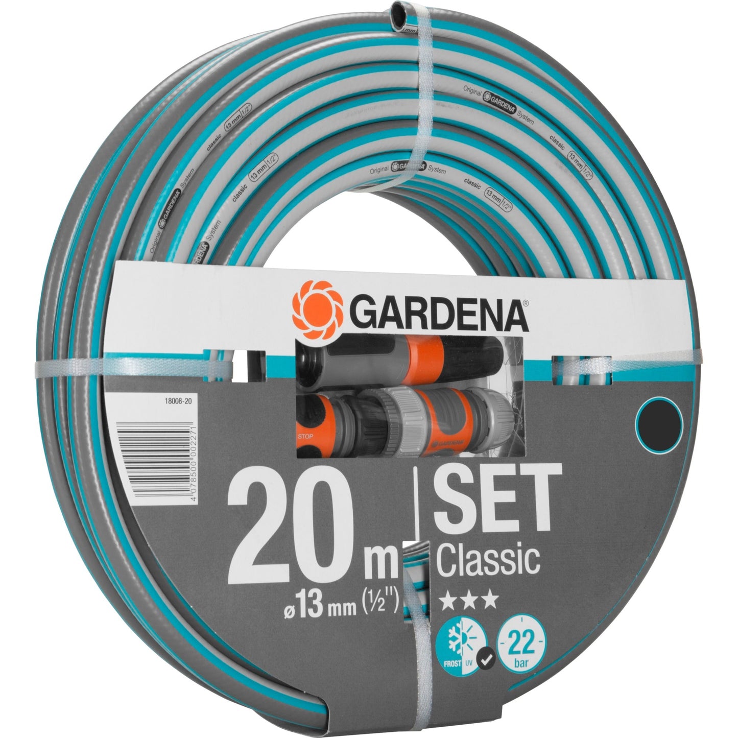 Gardena classic slang 13 mm (1 2 ), met accessoires (grijs turquoise, 18008-20, 20 m)