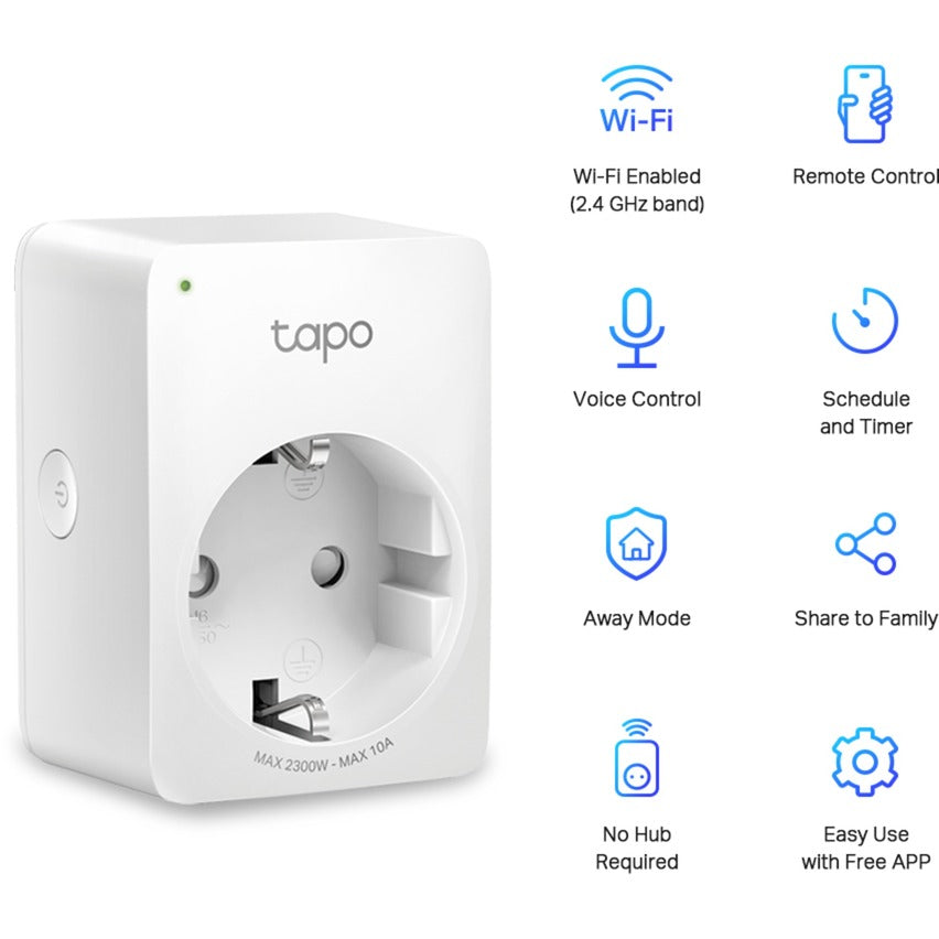 Tp-link tapo p100 mini smart wifi-stopcontact (2 pack) schakel stekkerdoos (wit, 2 stuks)