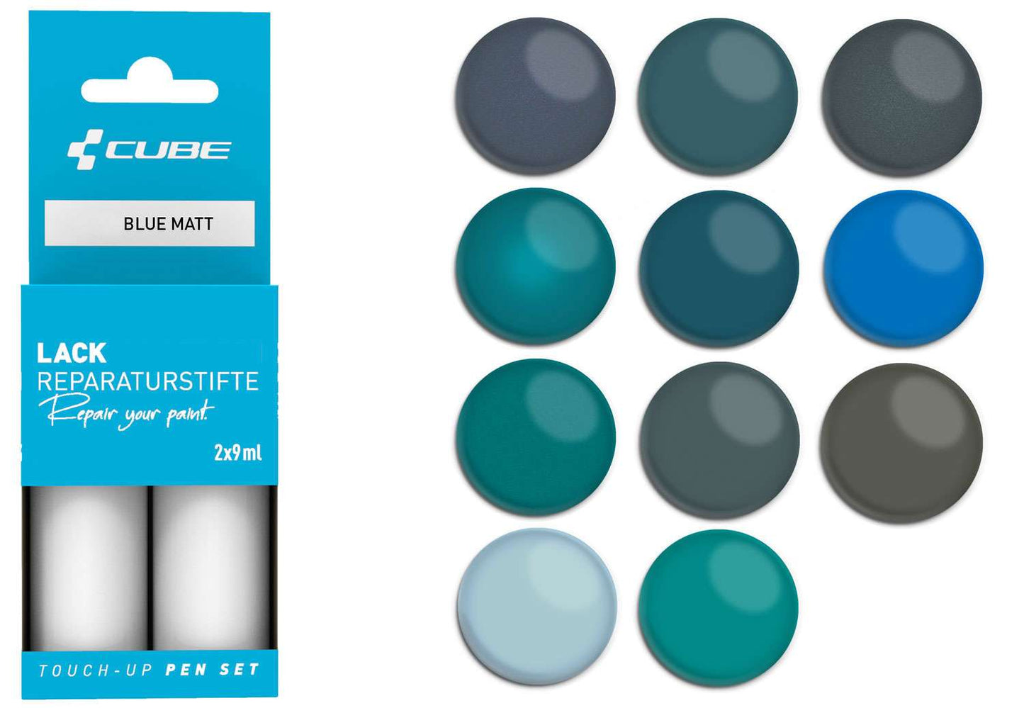 Cube touch-up pen set blue matt