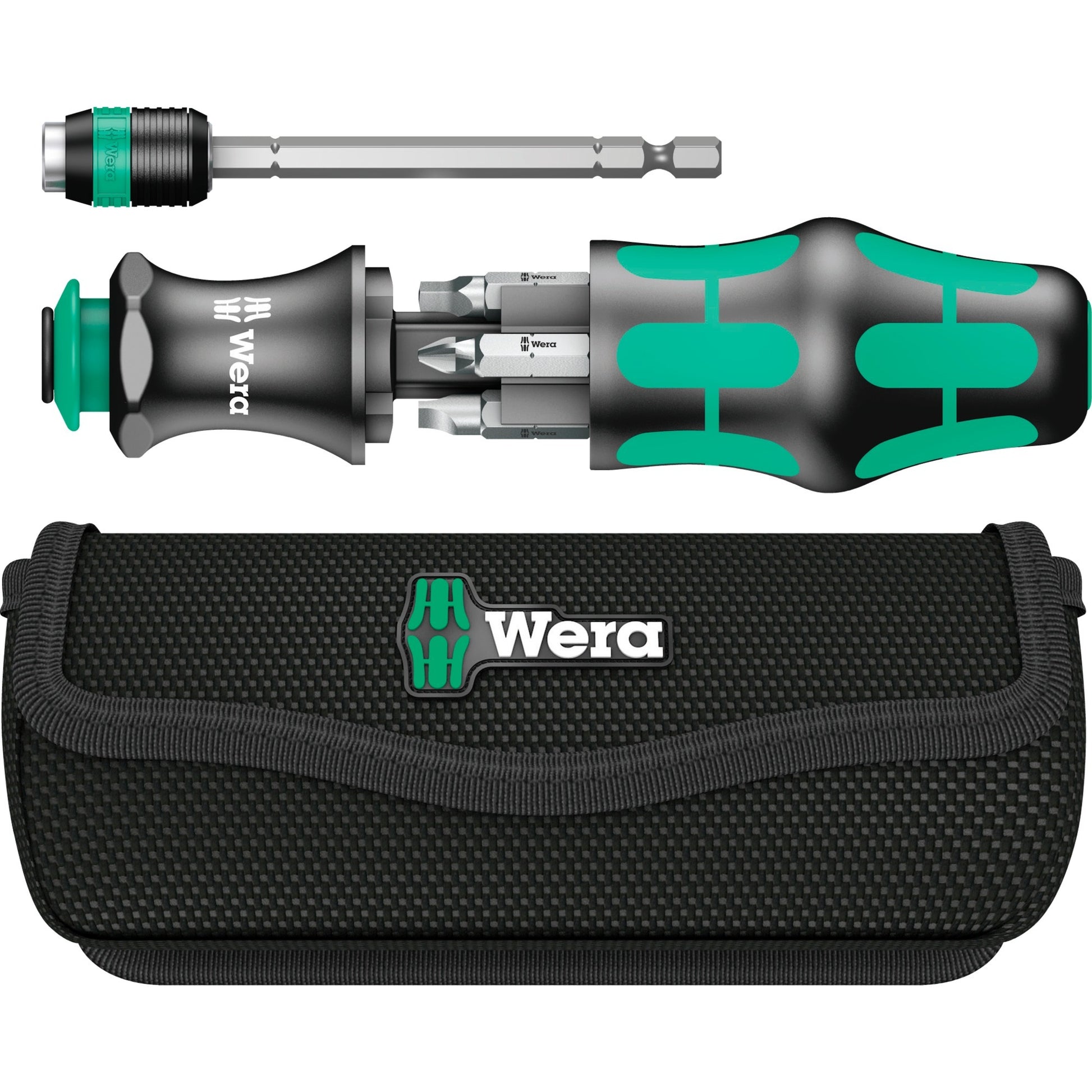 Wera kraftform kompakt 26 met etui, 7‑delig bitset (zwart groen)