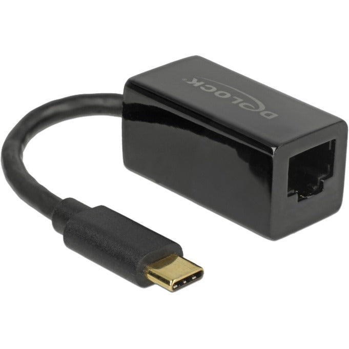 Delock superspeed usb-c (usb 3.1 gen 1) male > gigabit lan 10 100 1000 mbps compact adapter (zwart, 0,135 meter)