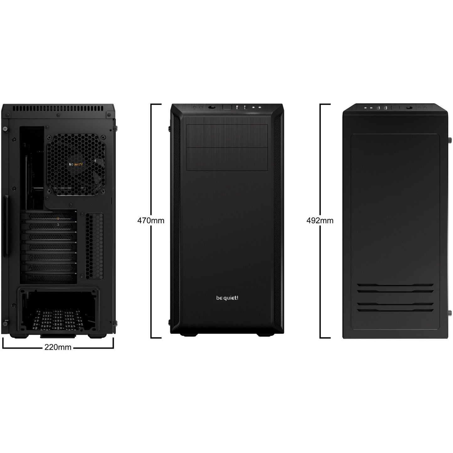Be quiet! pure base 600 window midi tower behuizing (zwart | 2x usb-a | tempered glass)