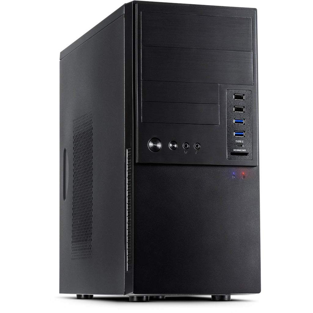 Inter-tech it-6865 midi tower behuizing (zwart | 4x usb-a | 1x usb-c)