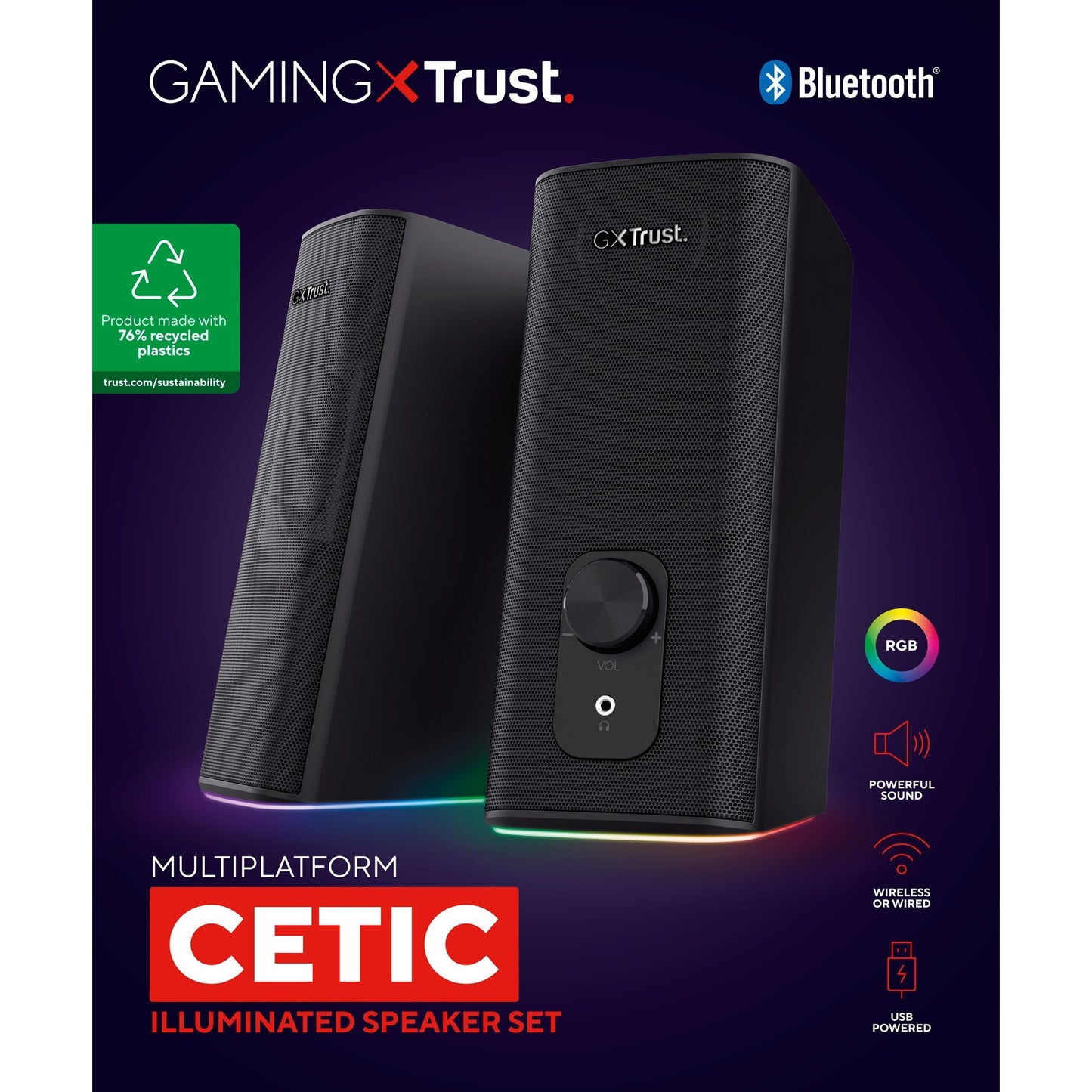 Trust gxt 612 cetic pc-luidspreker (zwart, bluetooth, rgb)