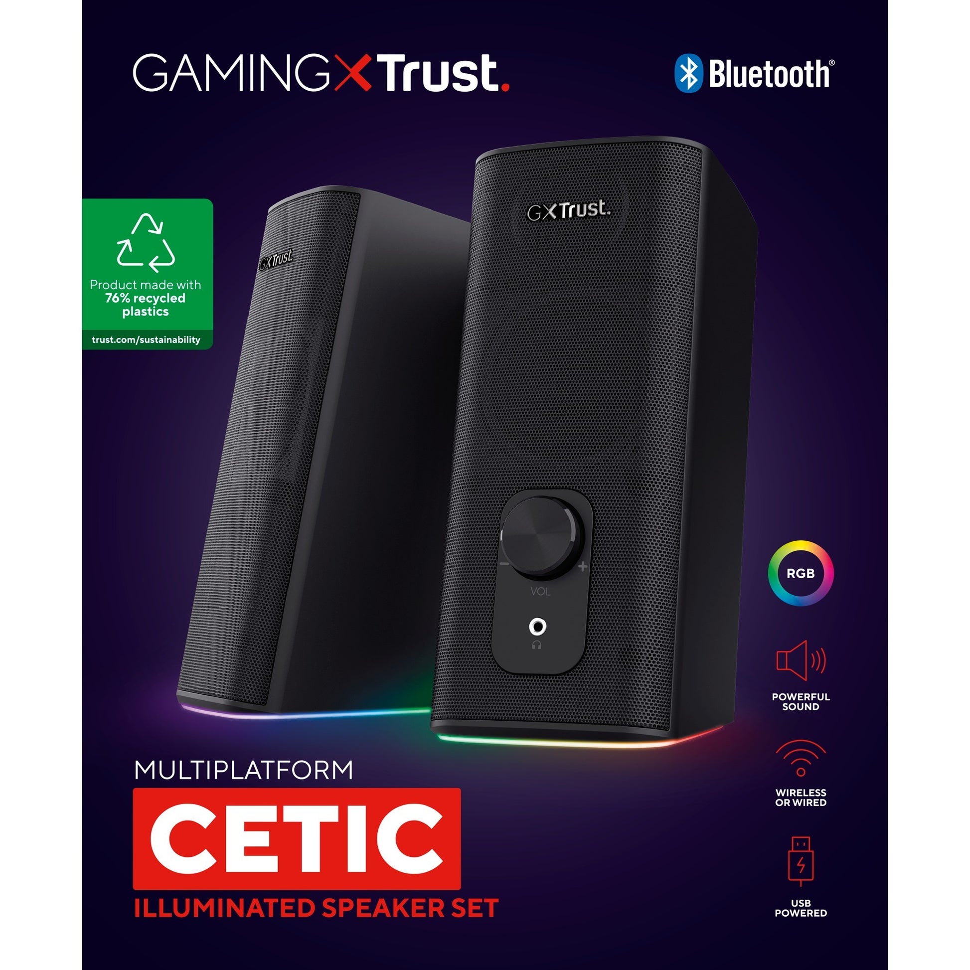 Trust gxt 612 cetic pc-luidspreker (zwart, bluetooth, rgb)