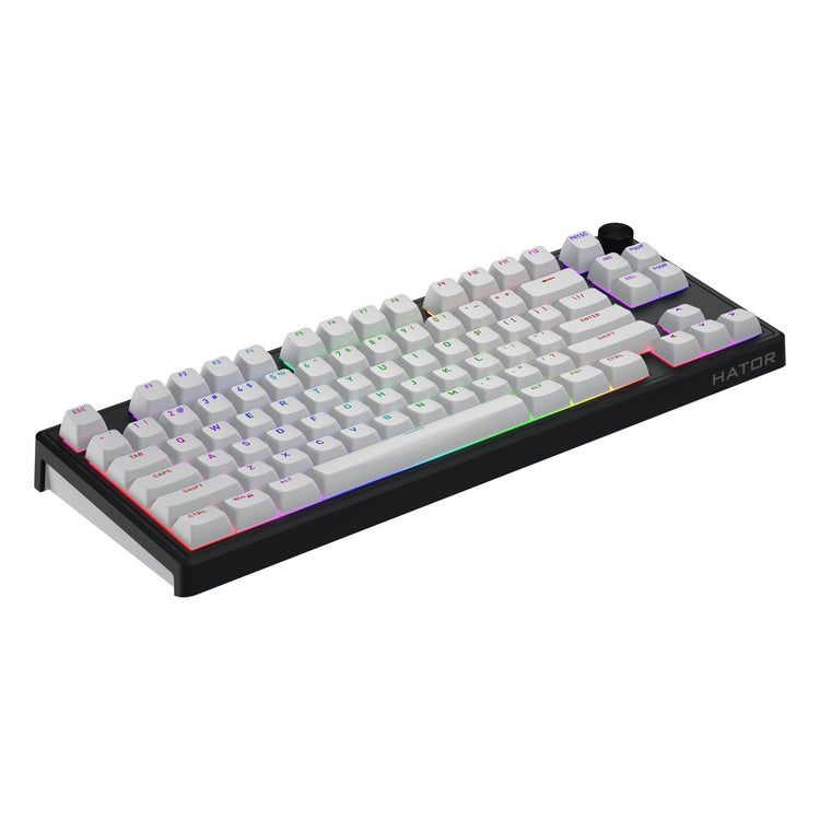Hator skyfall wireless rgb mechanisch gaming toetsenbord (zwart, us lay-out (qwerty), hator aurum lemon, 80% (tkl), rgb, double shot abs, hot-swap, 2.4ghz | bluetooth | usb-c)