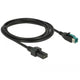 Delock poweredusb kabel male 12 v > 2 x 4 pin male voor pos printers en terminals (zwart, 2 meter)