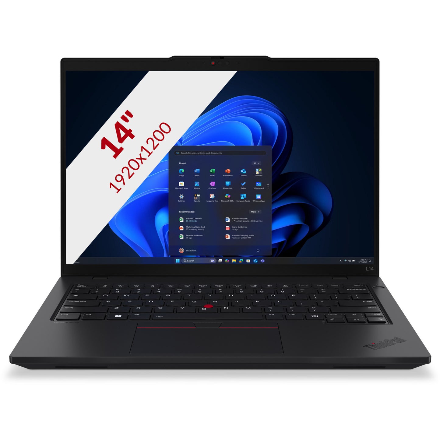 Lenovo thinkpad l14 gen 6 intel (21s6002dmh) 14 laptop (zwart | core ultra 7 255u | intel® graphics | 16 gb | 512 gb ssd)