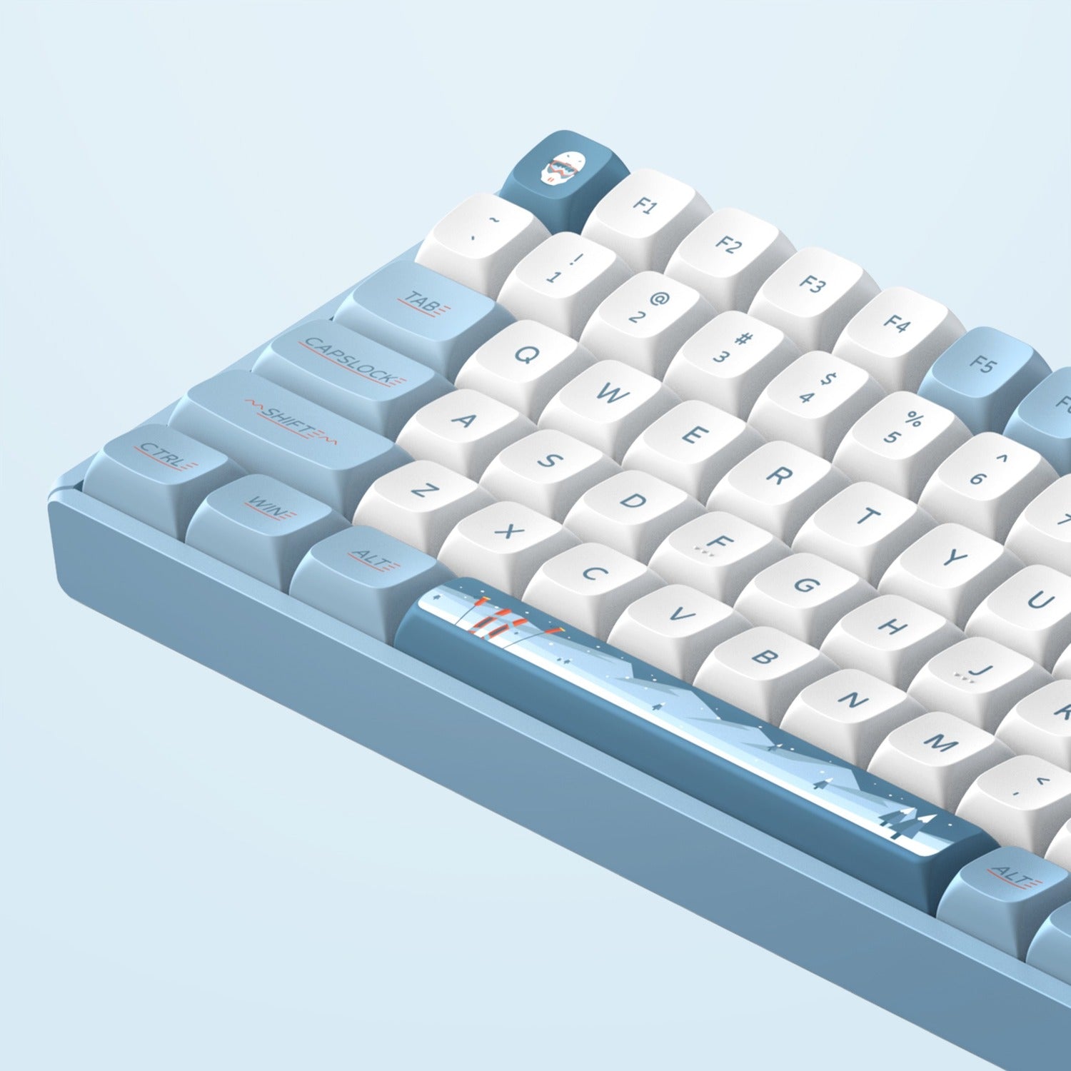 Iqunix f97 wintertide wireless mechanical keyboard (lichtblauw, us lay-out (qwerty), cherry mx brown, 96%, rgb leds, hot-swappable, pbt, 2.4ghz | bluetooth 5.1 | usb-c)