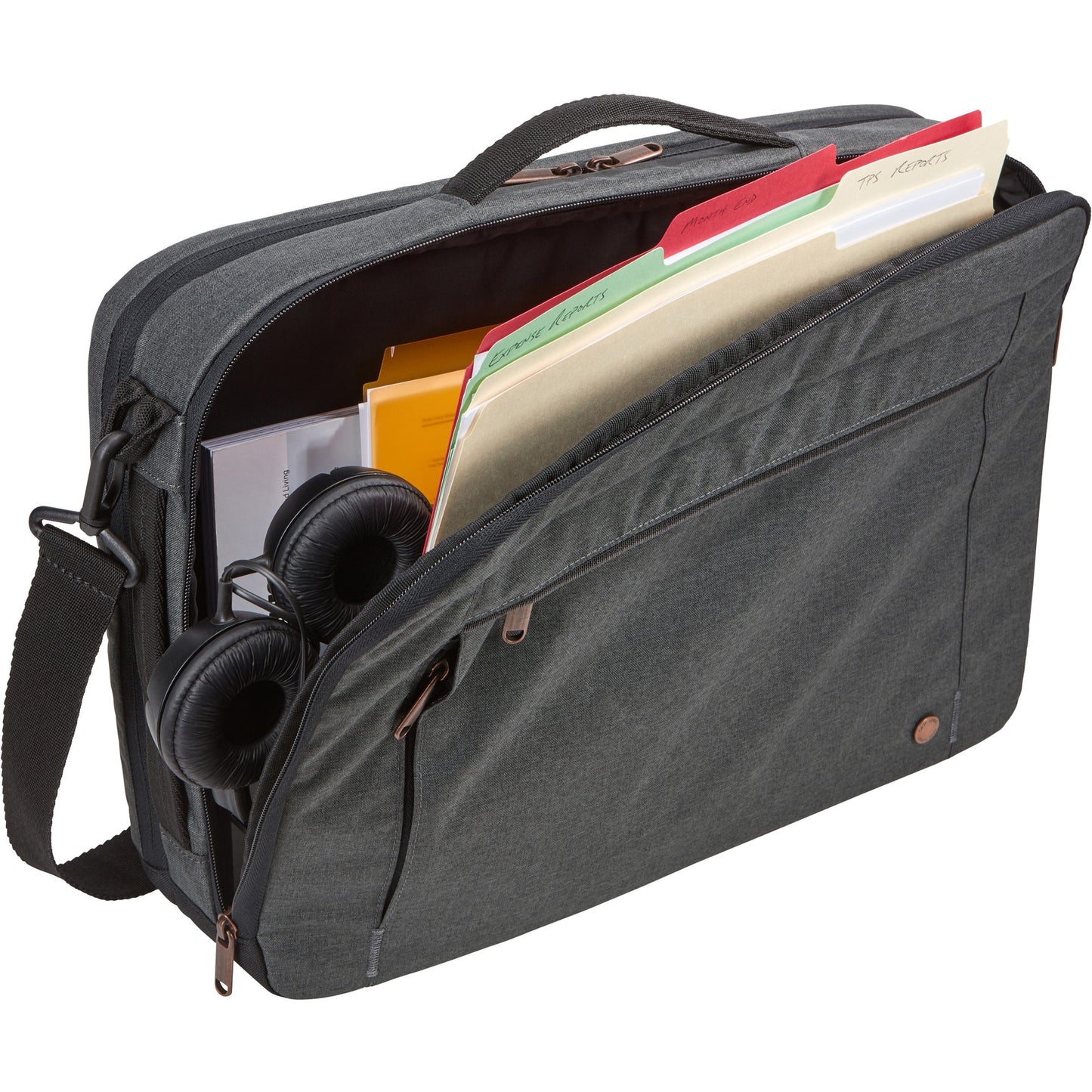 Case logic era 15.6 hybrid briefcase eracv-116-obsidian laptoptas (donkergrijs)