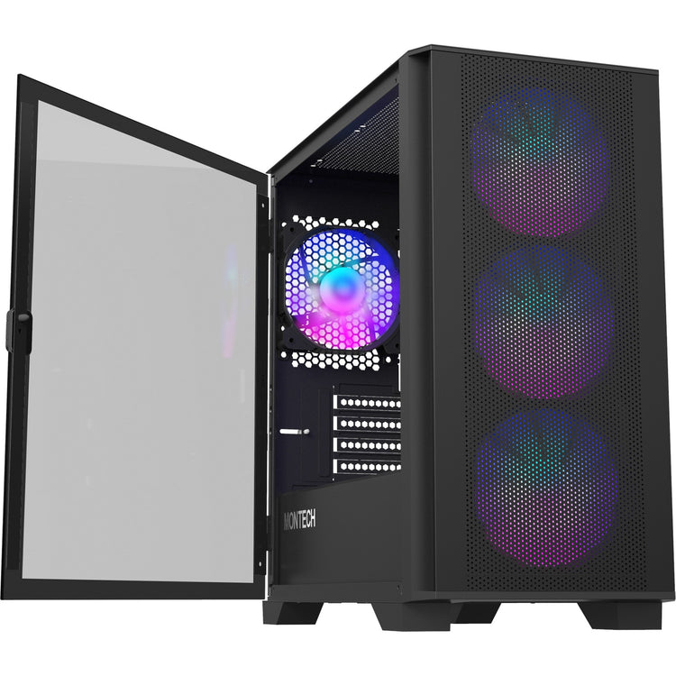 Montech air 100 argb mini tower behuizing (zwart | 3x usb-a | tempered glass)
