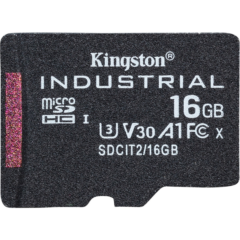 Kingston industrial microsdhc 16gb geheugenkaart (zwart, klasse 10, uhs-i, u3, v30, a1)