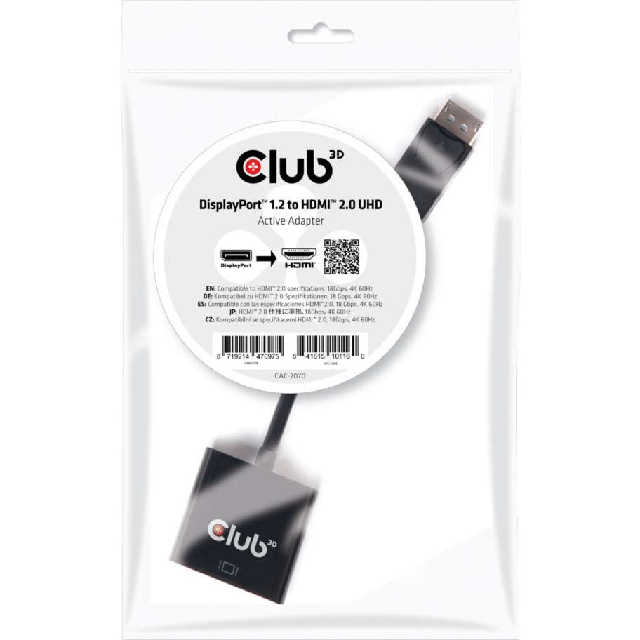 Club 3d displayport 1.2 naar hdmi 2.0 uhd actieve adapter (zwart)