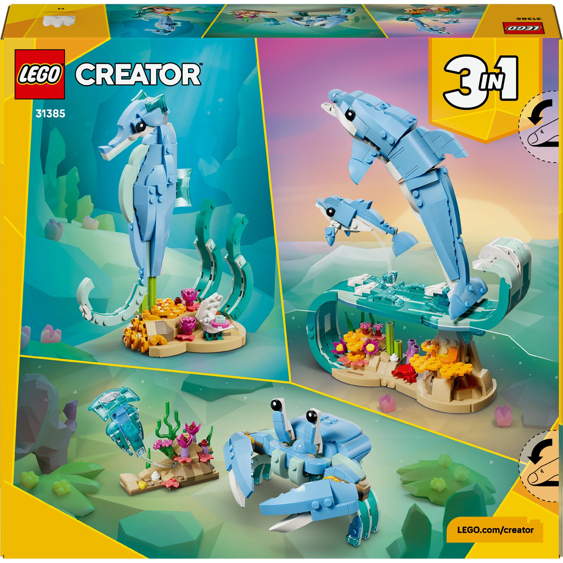 Lego creator 3-in-1 - zeedieren: prachtige dolfijnen constructiespeelgoed (31385)