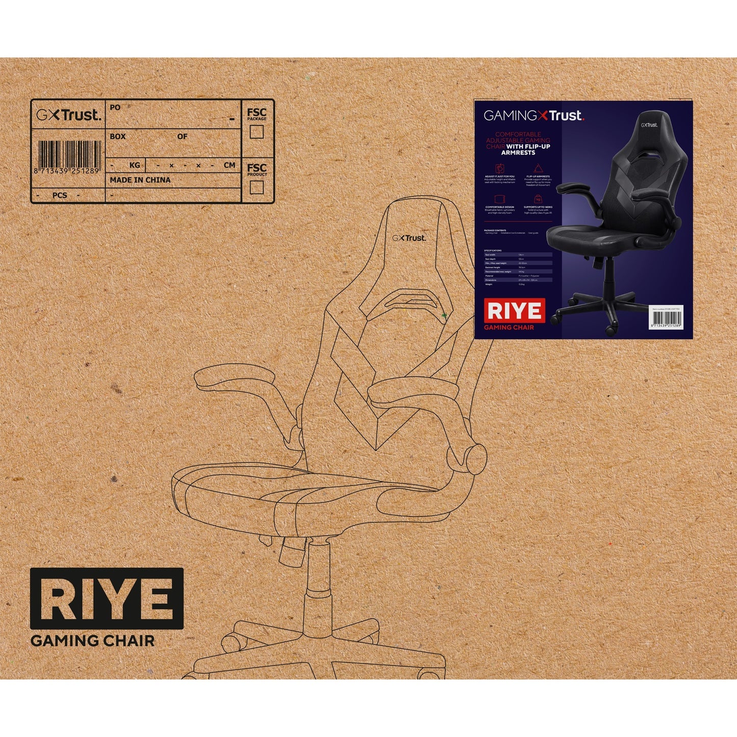 Trust gxt 703 riye gamingstoel (zwart)