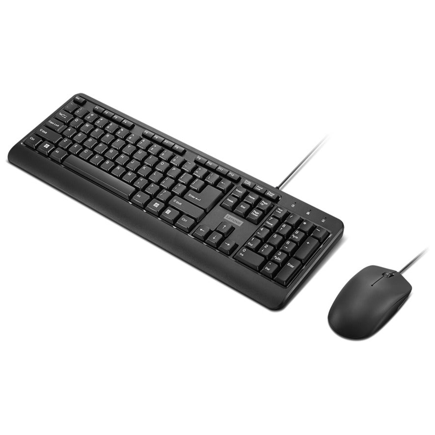 Lenovo 160 wired combo desktopset (zwart, us lay-out (qwerty), 100%, usb-a, 1.600 dpi)