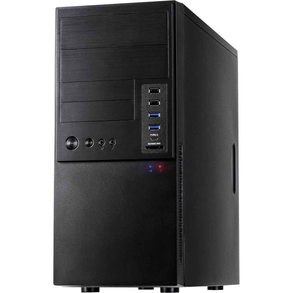 Inter-tech it-6865 midi tower behuizing (zwart | 4x usb-a | 1x usb-c)