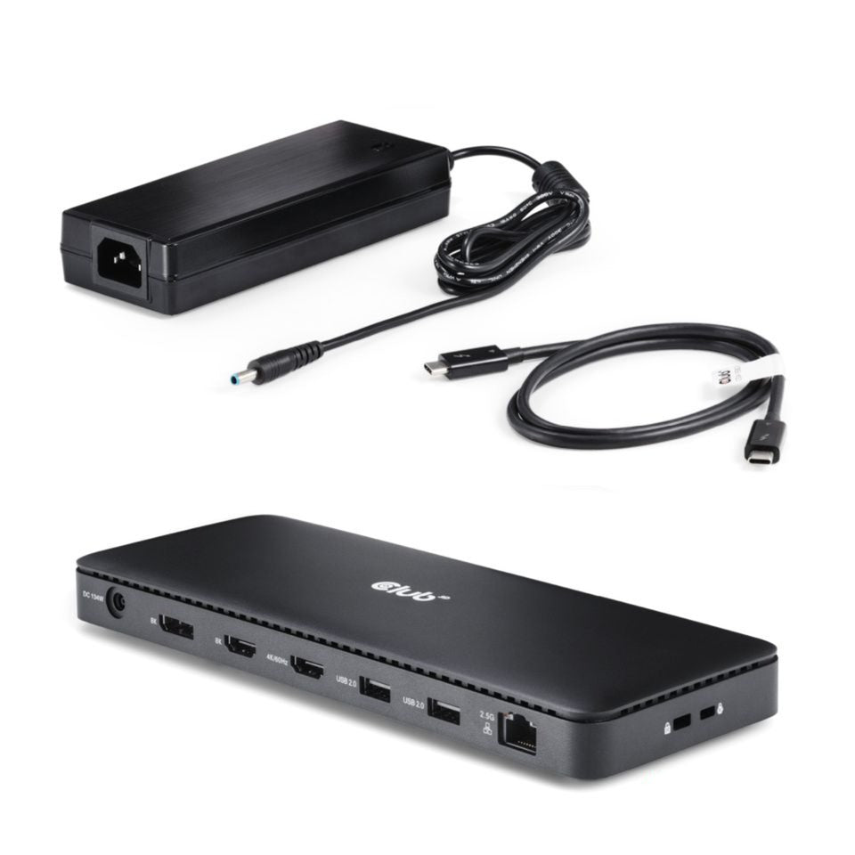 Club 3d thunderbolt 4 12-in-1 dock dockingstation (zwart)